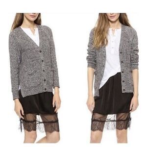 Madewell Graduate Sweater Cardigan Size XS Gray Black Marled Knit